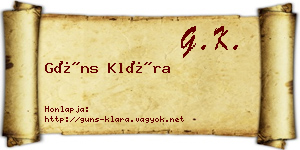 Güns Klára névjegykártya